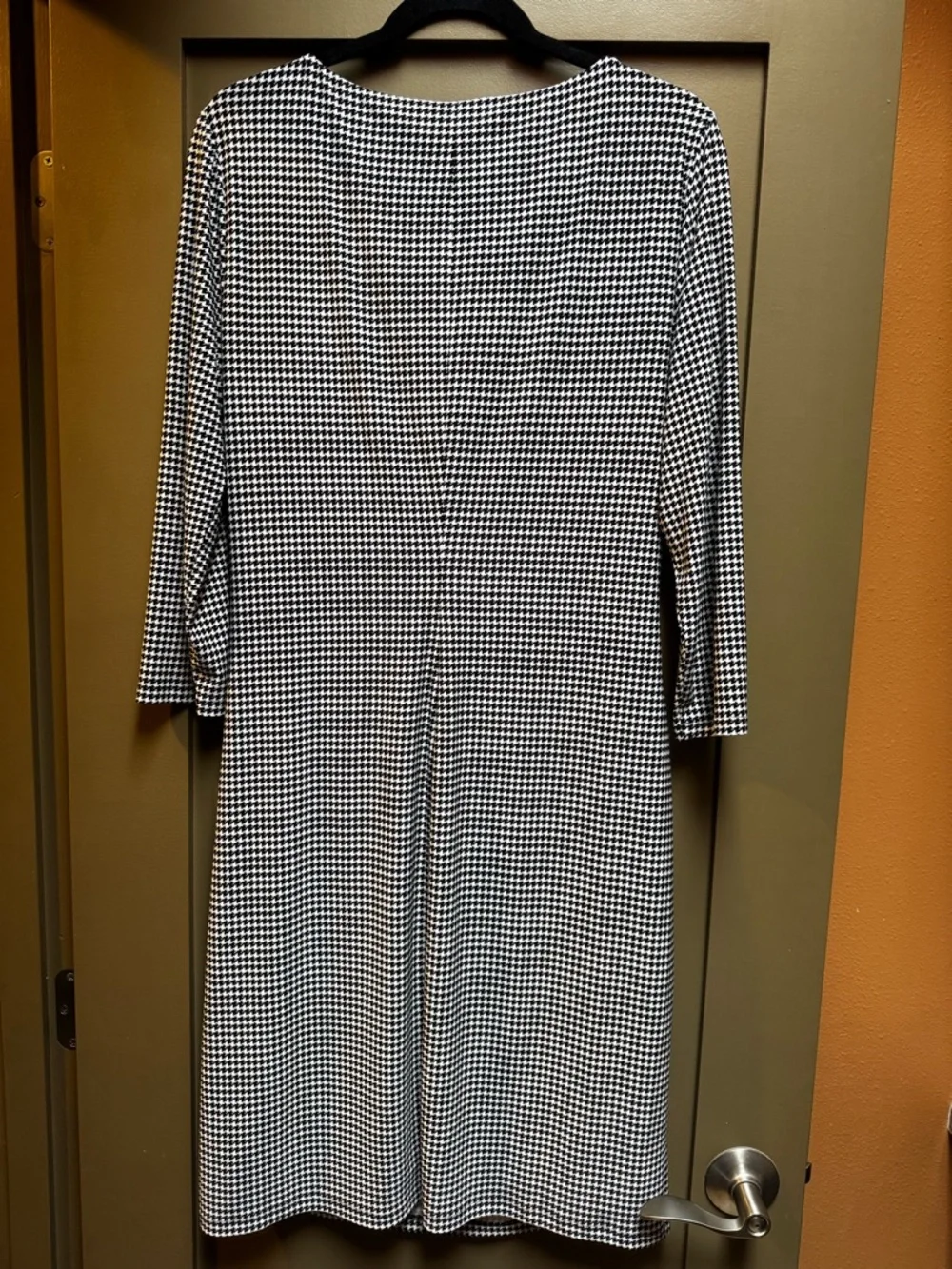 Lauren Ralph Lauren houndstooth faux wrap dress  and 3/4 sleeves 14 NEW W/Tags